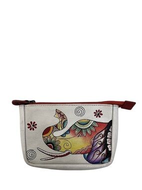 ANUSCHKA - WHITE RED YELLOW ORANGE GREEN FLORAL ELEPHANT COIN PURSE